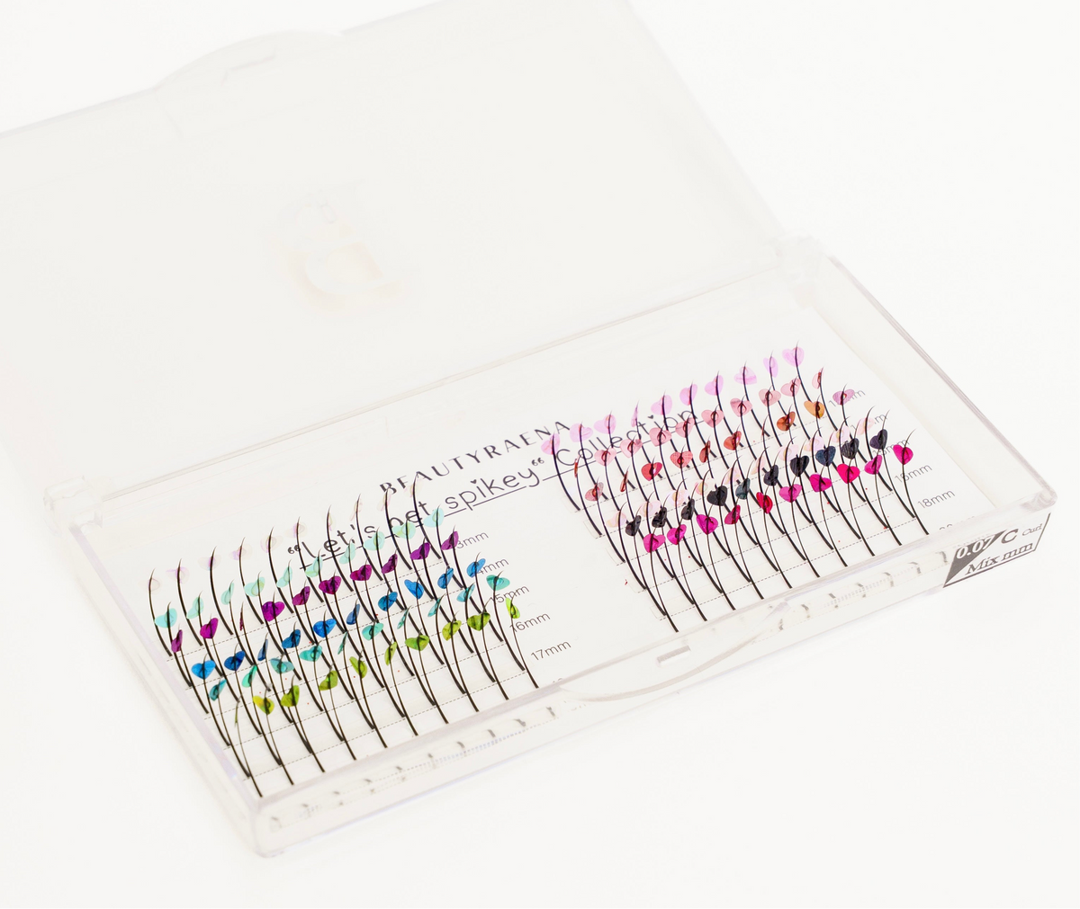 Premade Lash Spikes with Rainbow Colored Hearts for Eyelash Extensions | BeautyRaena