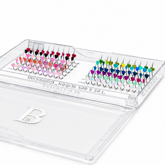 BeautyRaena colored heart premade volume fans for professional eyelash extensions